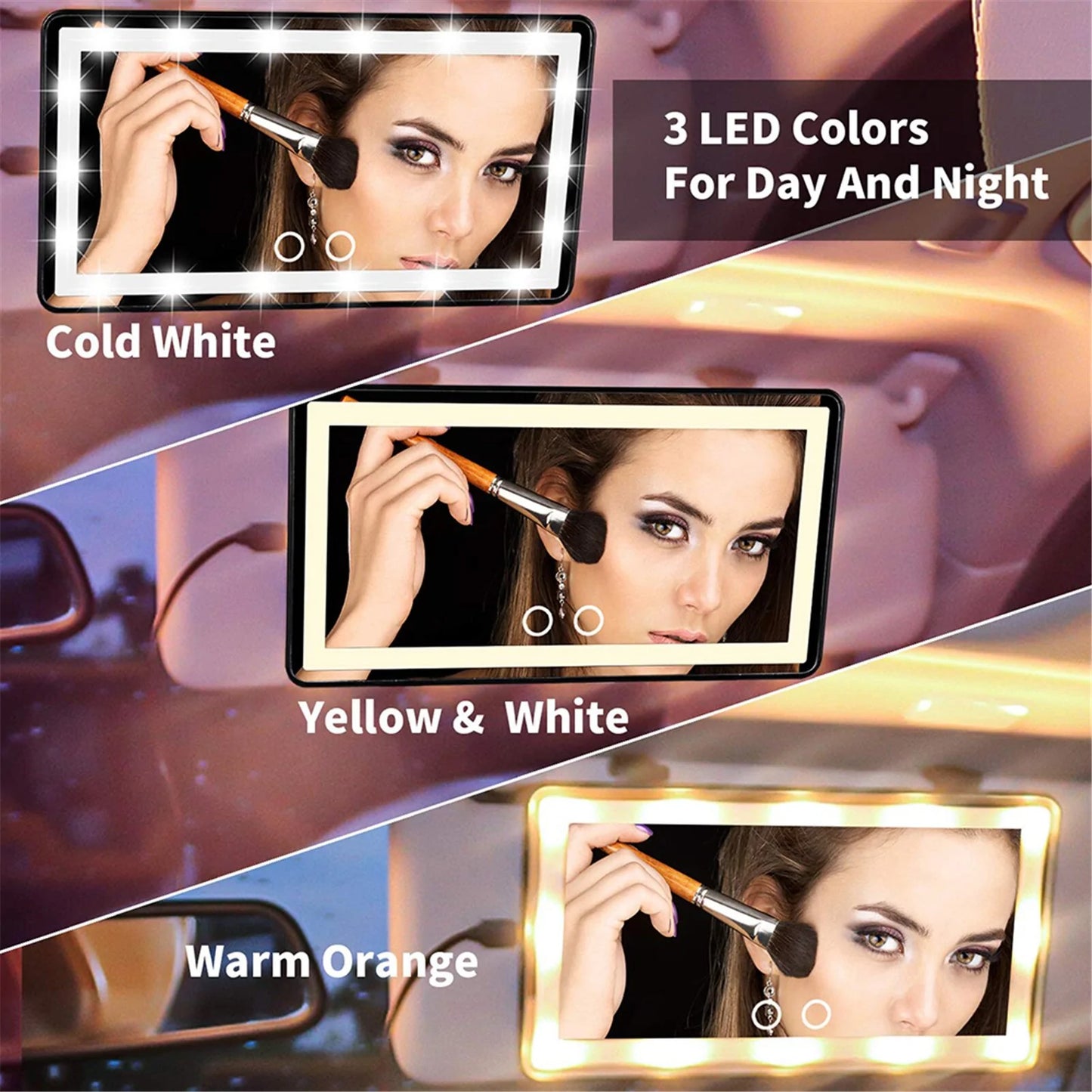 Universal Car LED Makeup Mirror with 60 LED Lights